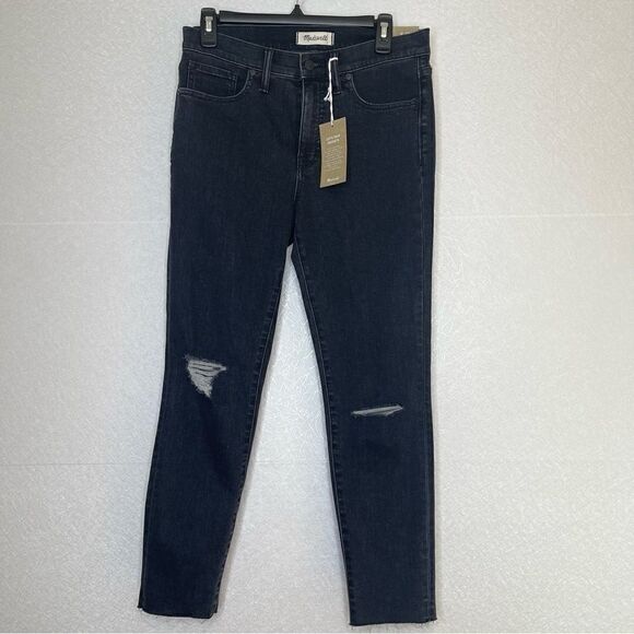 MADEWELL High Rise 9” Skinny Jeans Raw Hem Charcoal 29 - Picture 2 of 9